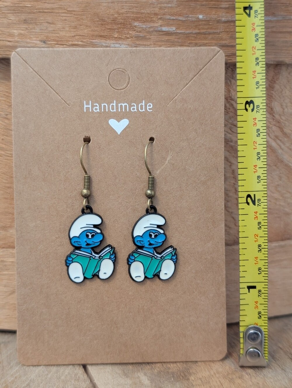 Smurf Enamel Metal Earrings NEW